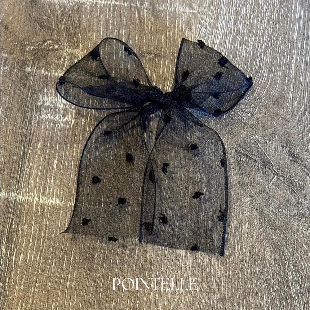 POINTELLE • black lace baby headband; nylon headband for baby